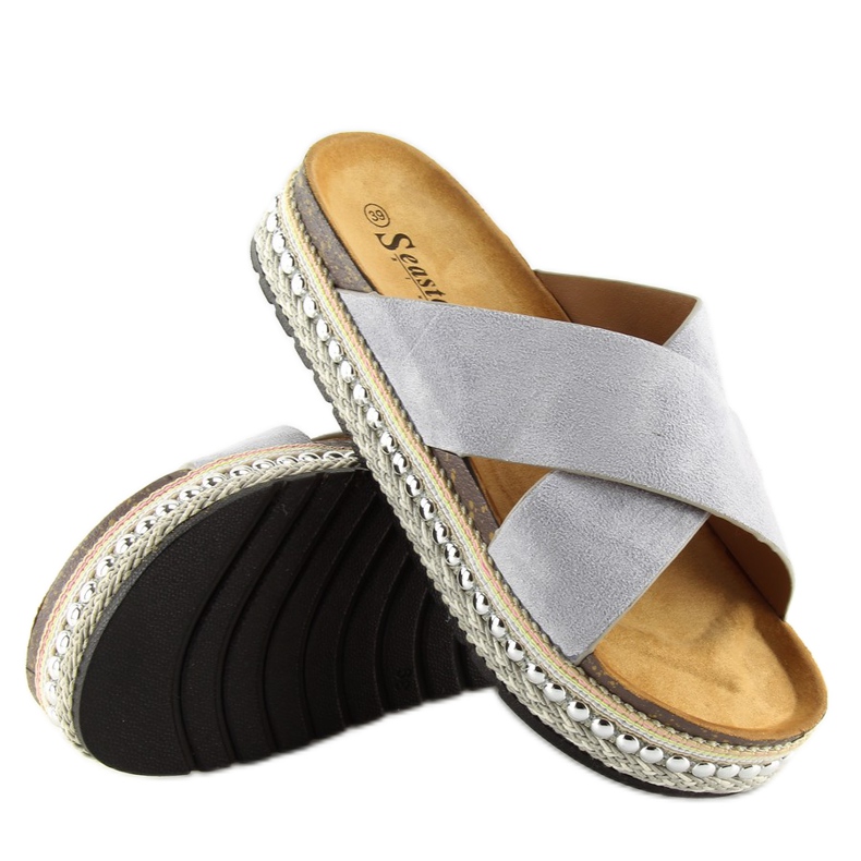 Gray Women's gray slippers CK15P gray grey 1