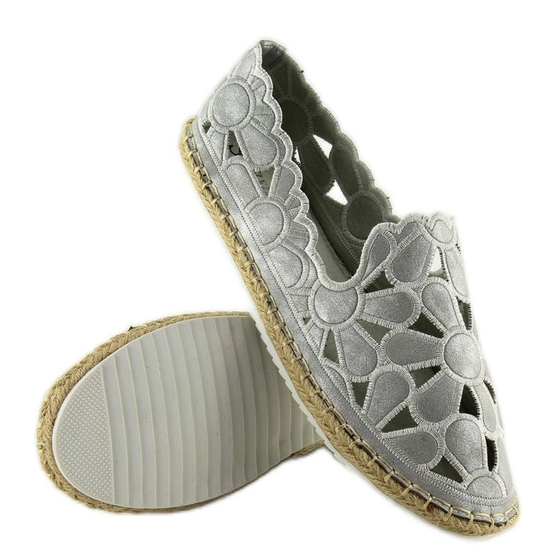 Women's silver openwork espadrilles LT86 Silver grey 2