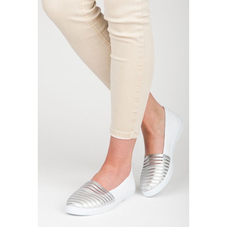 Mckeylor White and Silver Slip On Sneakers 1