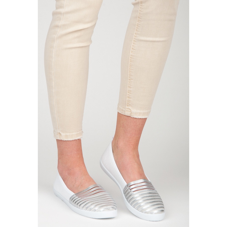 Mckeylor White and Silver Slip On Sneakers 2