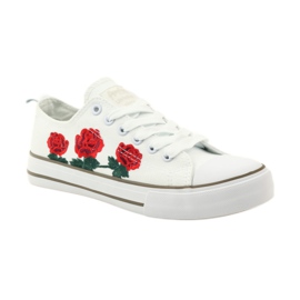 American Club Sneakers with embroidered roses American 17035 white 1