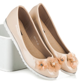 Vices Lacquered ballerinas with flowers brown 1