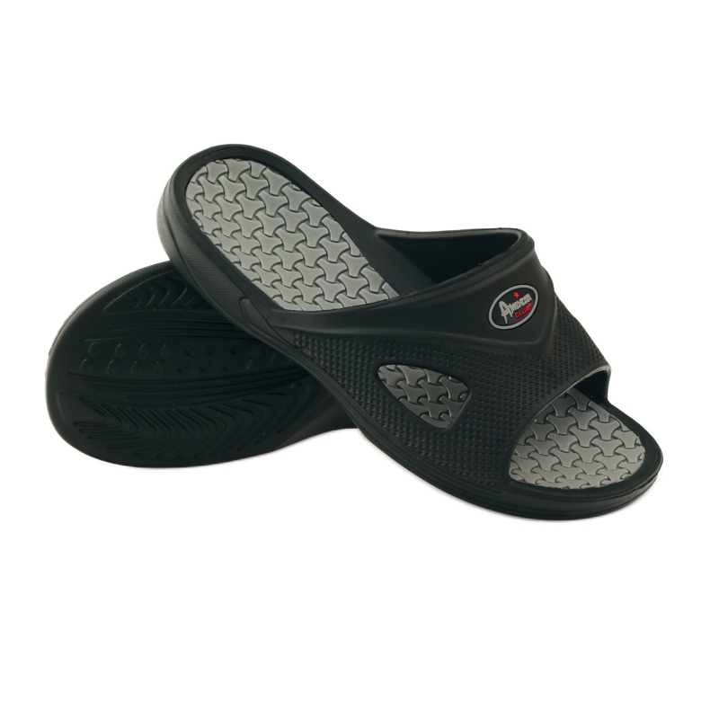 American Club Men's foam pool slippers American part grey black 3