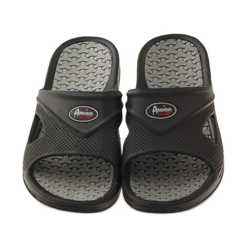 American Club Men's foam pool slippers American part grey black 4