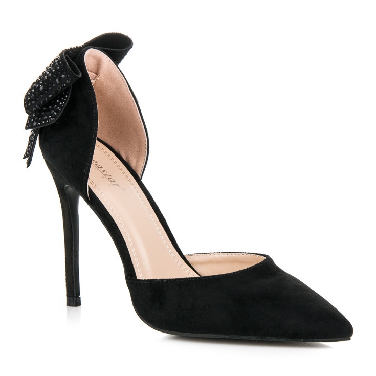 Seastar Suede heels with a bow black 1