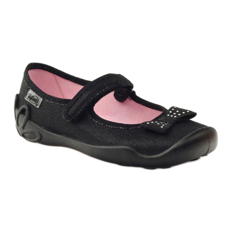 Befado children's shoes ballerina slippers 114Y240 black grey 1 Befado children's shoes ballerina slippers 114Y240 black grey 1