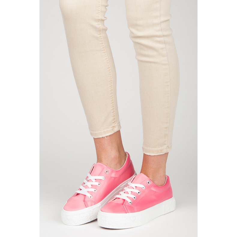 Kylie Satin Sneakers On The Platform pink 1