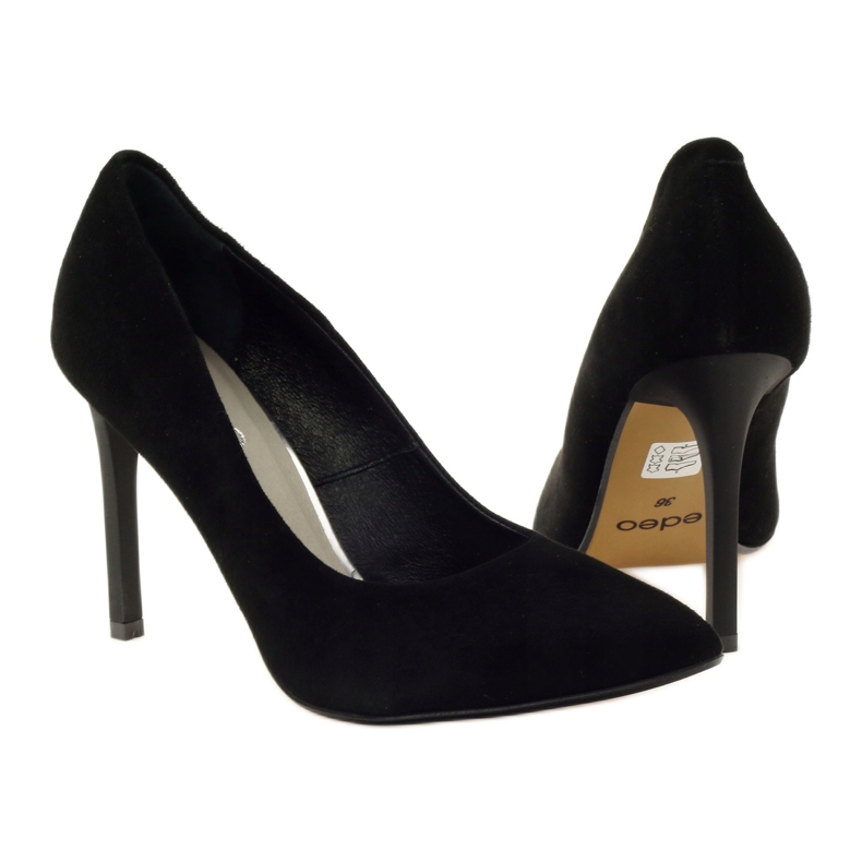 Edeo Leather Pumps On High Heel 3162 Black 3