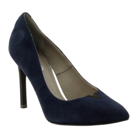 EDEO Leather pumps on Szpilka 3180 Navy blue 1