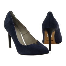 EDEO Leather pumps on Szpilka 3180 Navy blue 3