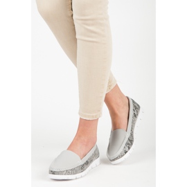 Vinceza Leather snakeprint loafers grey 2