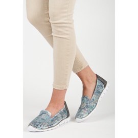 Vinceza Openwork leather lords grey blue 2