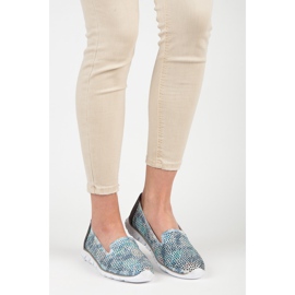 Vinceza Openwork leather lords grey blue 1