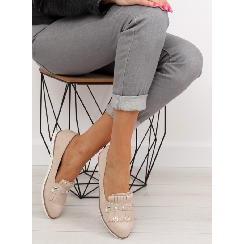 Women's beige loafers DM30P Beige 2