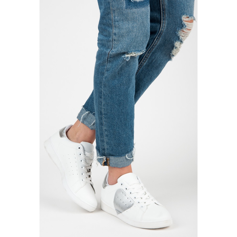 White sneakers with a heart 1