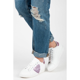 White sneakers with a heart violet 2