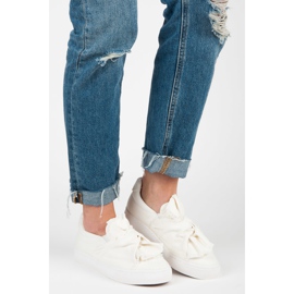 Slip-on sneakers with a bow white 2