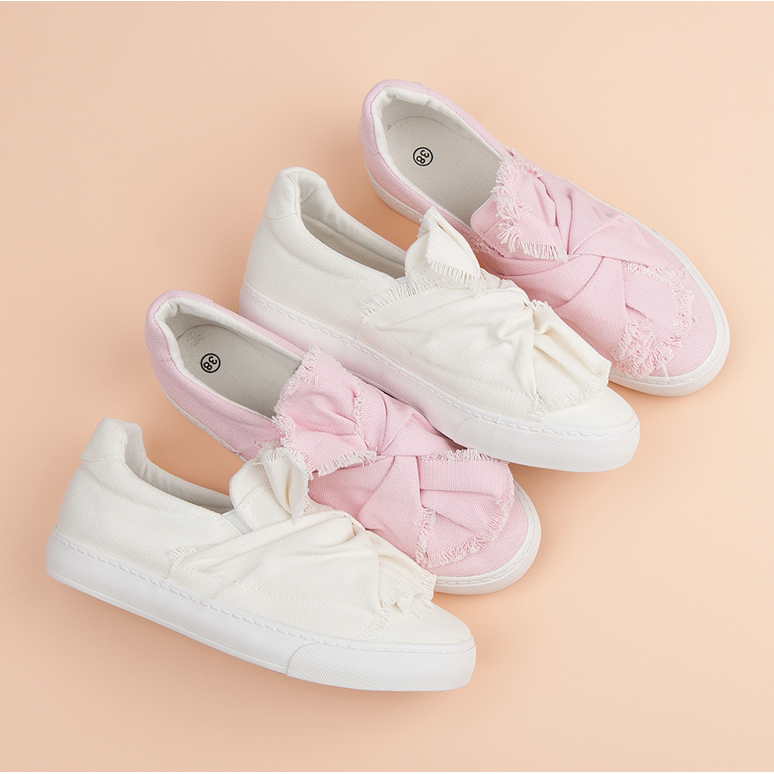 Slip-on sneakers with a bow pink - Main Image