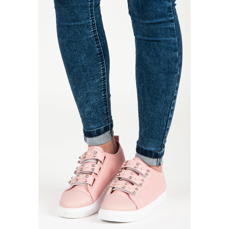 Sneakers fastened with Velcro pink 1