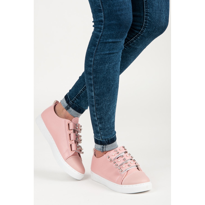 Sneakers fastened with Velcro pink 2