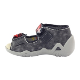 Befado children's slippers sandals leather insert 350p073 for gray Velcro grey 2