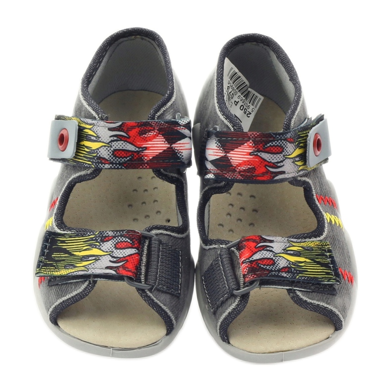 Befado children's slippers sandals leather insert 350p073 for gray Velcro grey 4