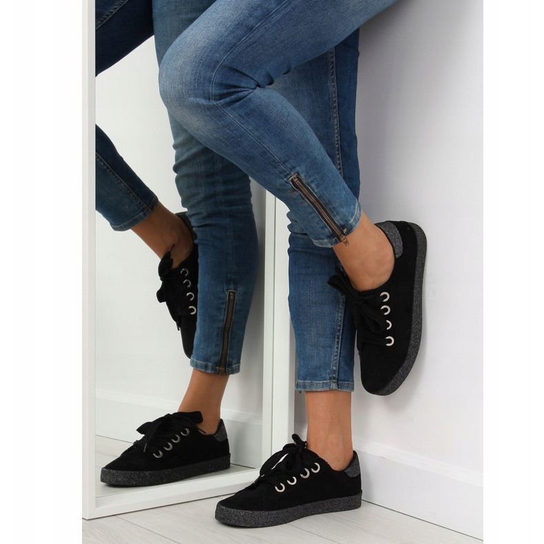 Black women's sneakers AK03P Black grey 1