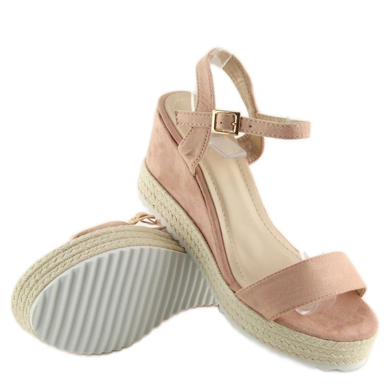 Sandals on wedges, pink espadrilles 1