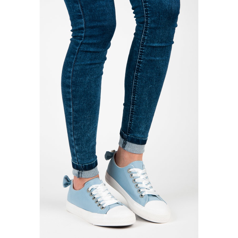 Stylish sneakers with ornaments blue 1