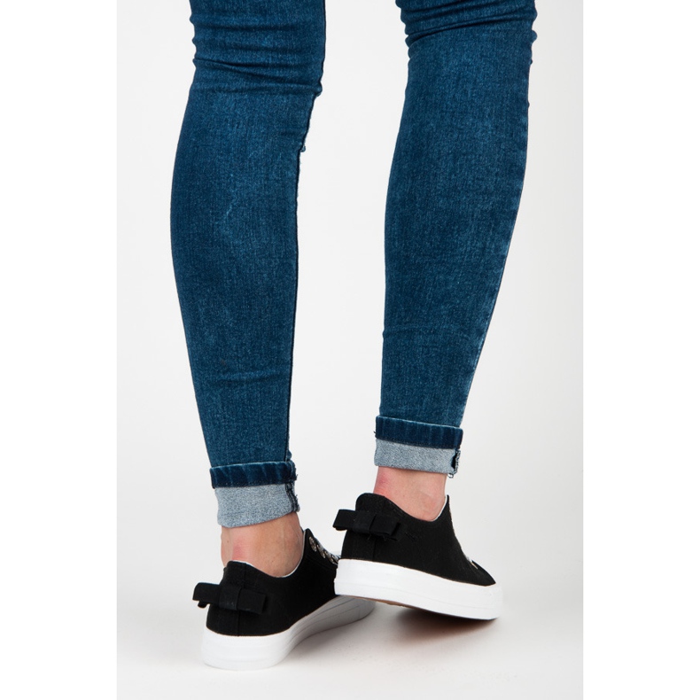 Black Sneakers With A Bow 2