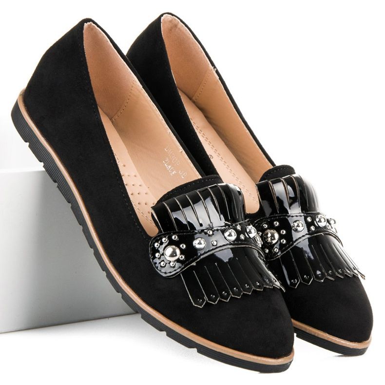 Seastar Suede Loafers With Fringes black 1
