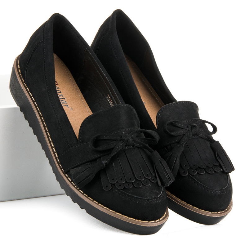 Seastar Loafers with fringes black 1