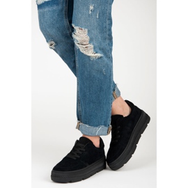 Suede sneakers on the platform black 1