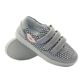 Bartek Gray Velcro Shoes With Dots 35651 pink grey white 3