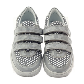 Bartek Gray Velcro Shoes With Dots 35651 pink grey white 4