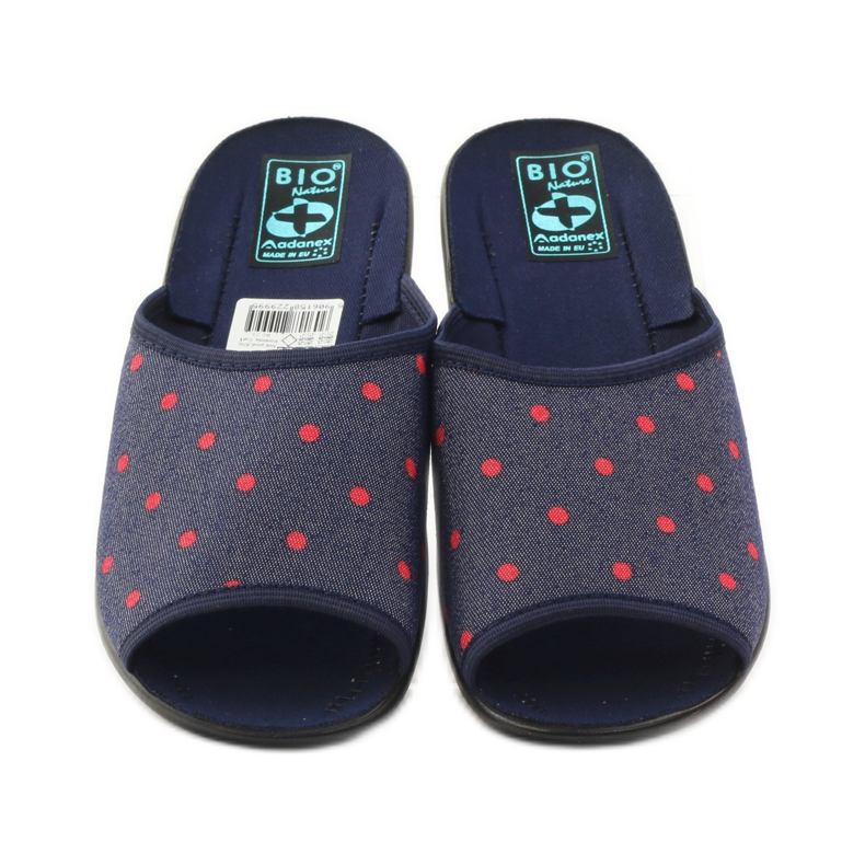 Women's slippers with dots Adanex navy blue red 4