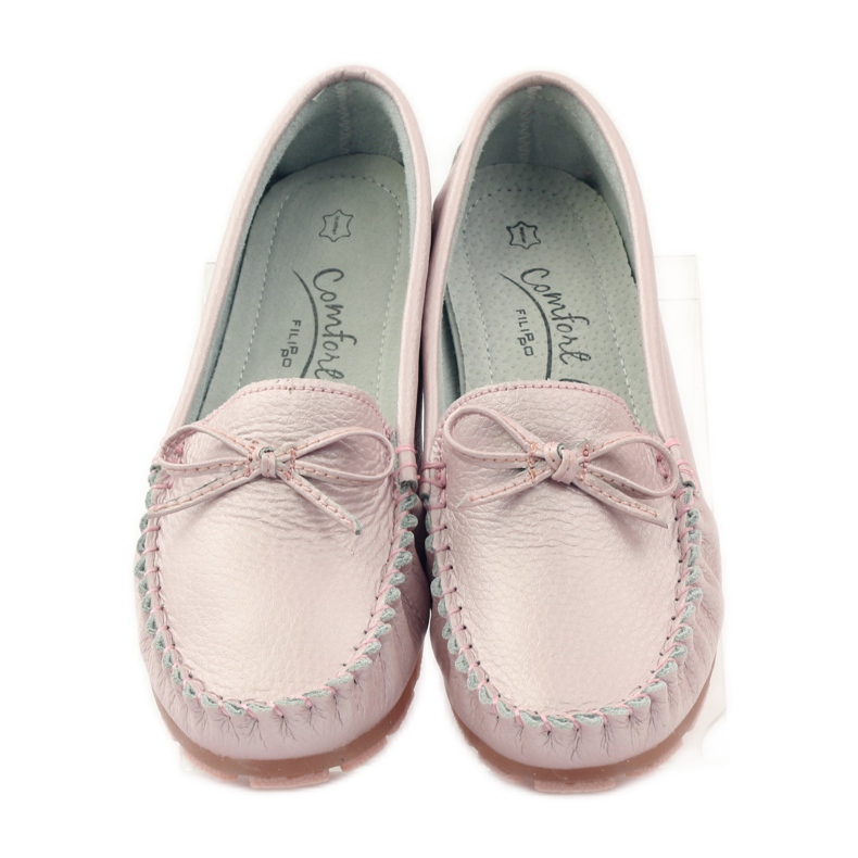 Leather loafers with a bow Filippo 004 pink 4
