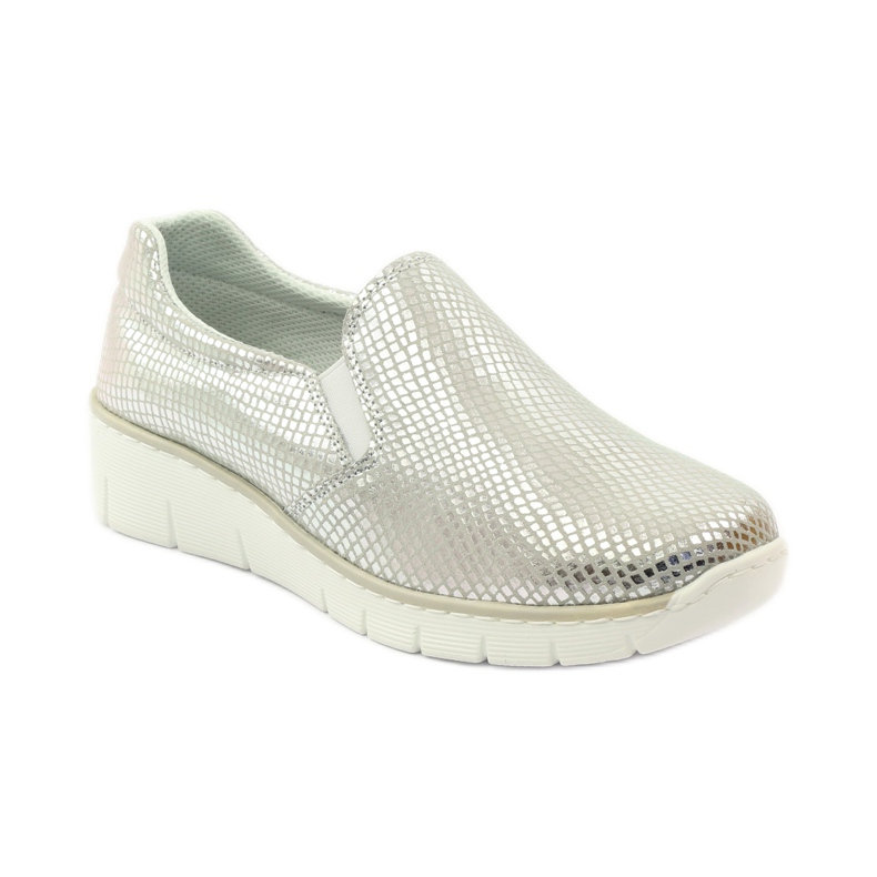 Slipony leather sports shoes Filippo 204 white grey 1