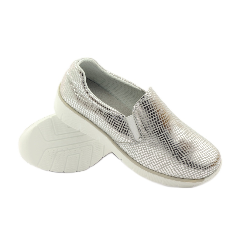 Slipony leather sports shoes Filippo 204 white grey 3