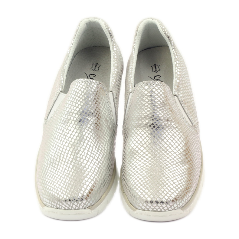 Slipony leather sports shoes Filippo 204 white grey 4