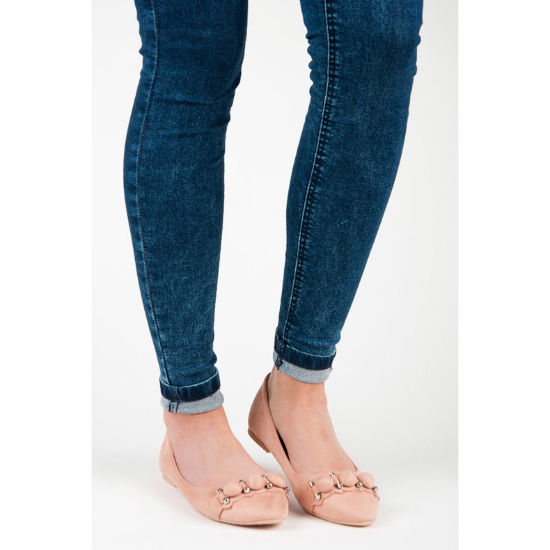 Seastar V-neck suede ballerinas pink 1