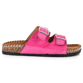 Seastar Suede slippers with buckles pink 2