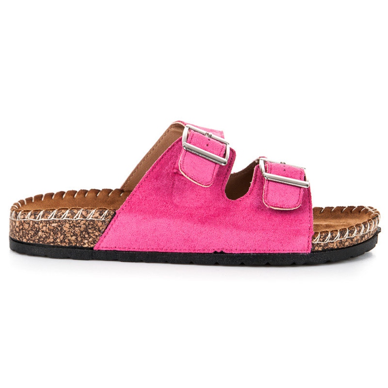 Seastar Suede slippers with buckles pink 2