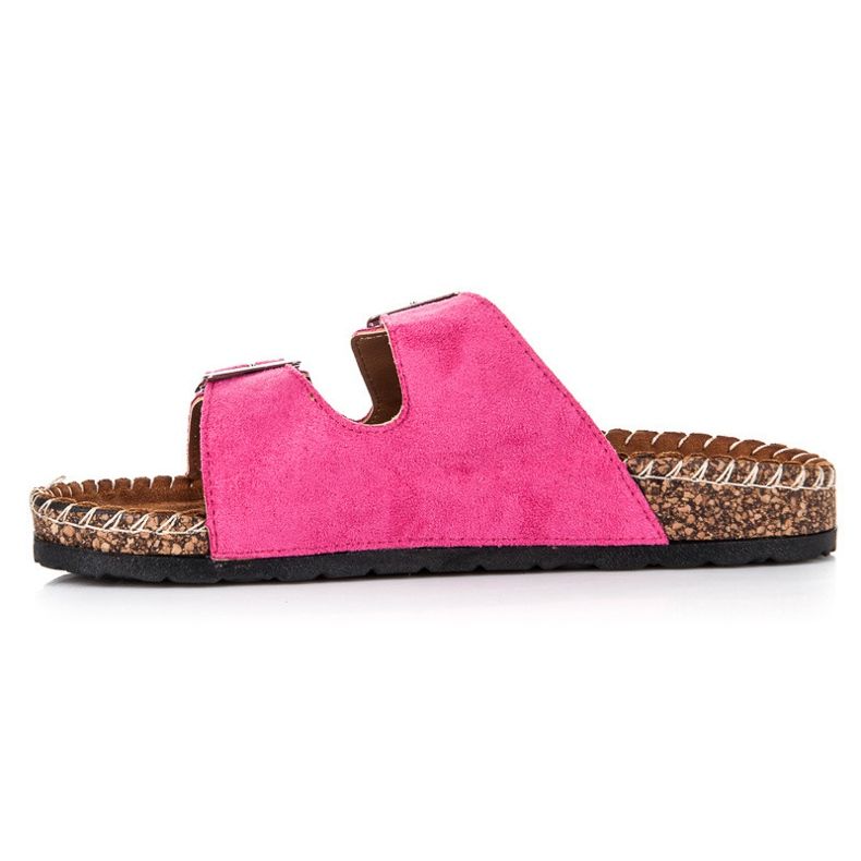 Seastar Suede slippers with buckles pink 1