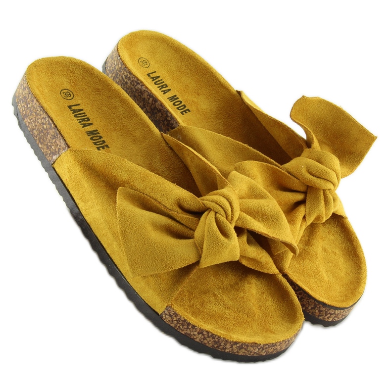 Yellow cork slippers LS-90 yellow 1
