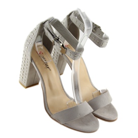 Sandals with wide heels, gray and gray grey 2