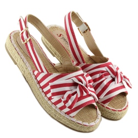 Red striped espadrilles sandals 1