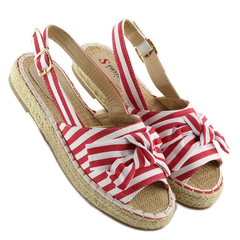 Red striped espadrilles sandals 1