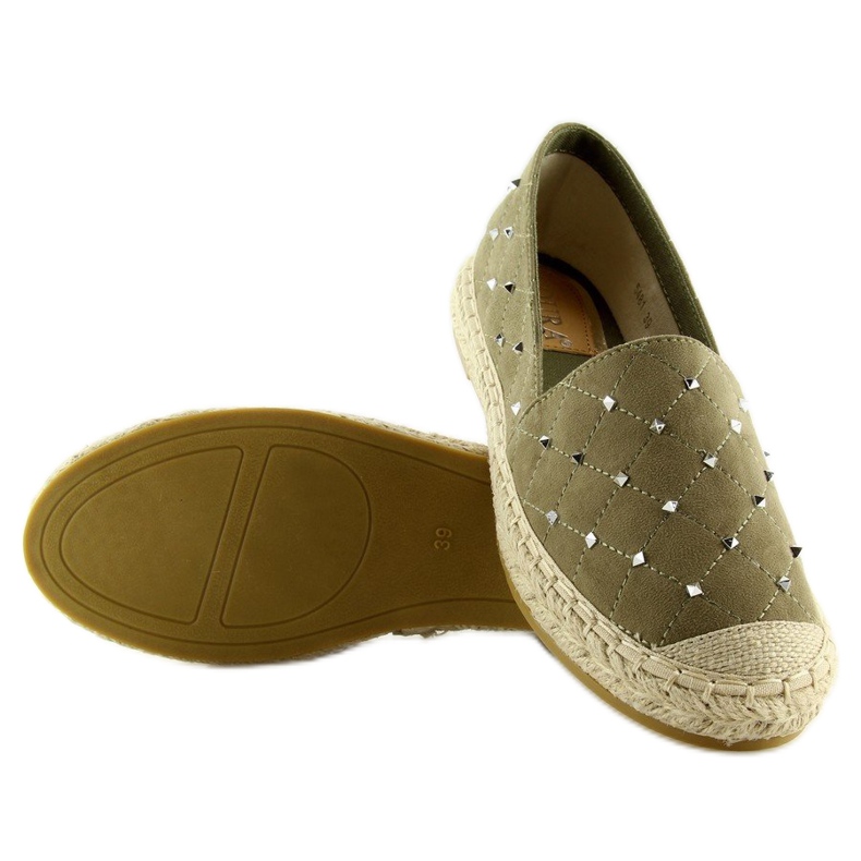 Green Espadrilles with studs 5481 Green 1