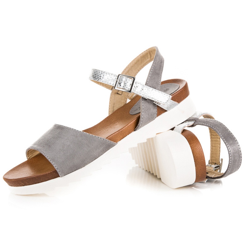 Suede flat vinceza sandals grey 2